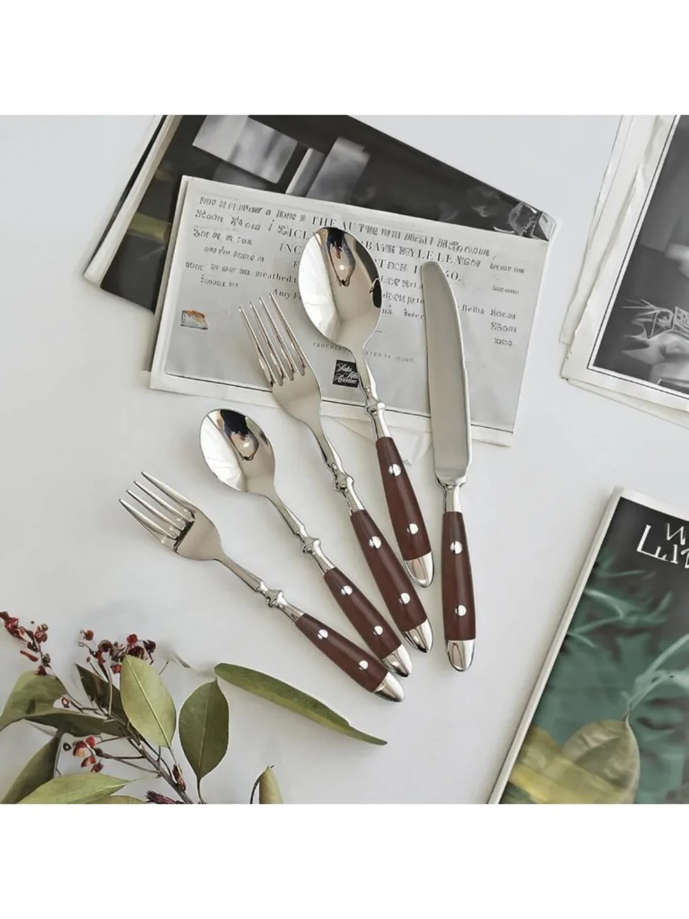 20-Piece Vintage Silverware Set for 4, Stainless Steel Cutlery, Dishwasher Safe